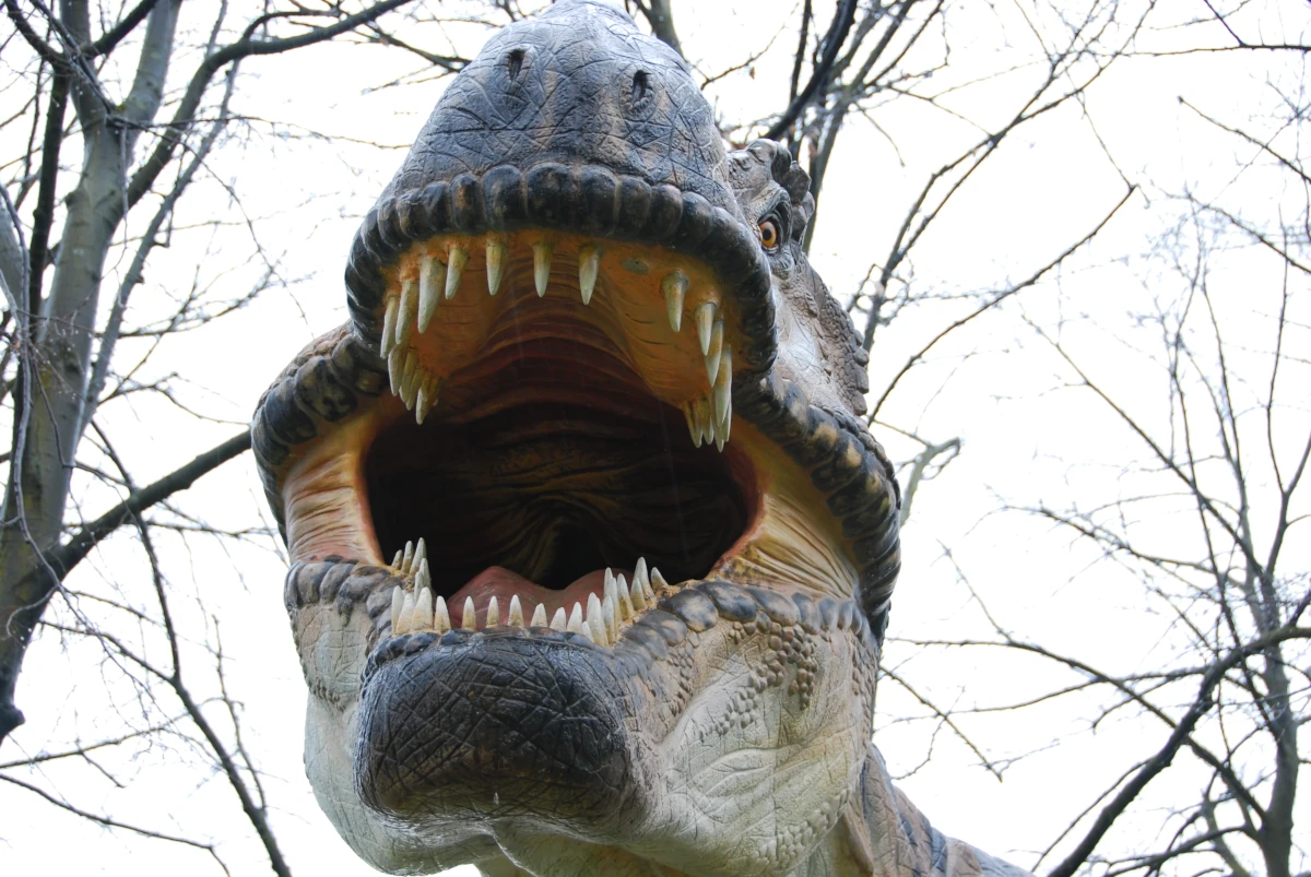 A look inside the mouth of a giant t-rex statue, because this post will talk about the film The Valley of Gwangi...